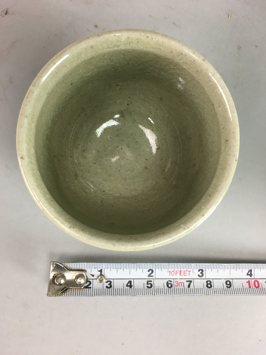 Japanese Seto Ware Ceramic Teacup Yunomi Vtg Pottery Crackle glaze PT63