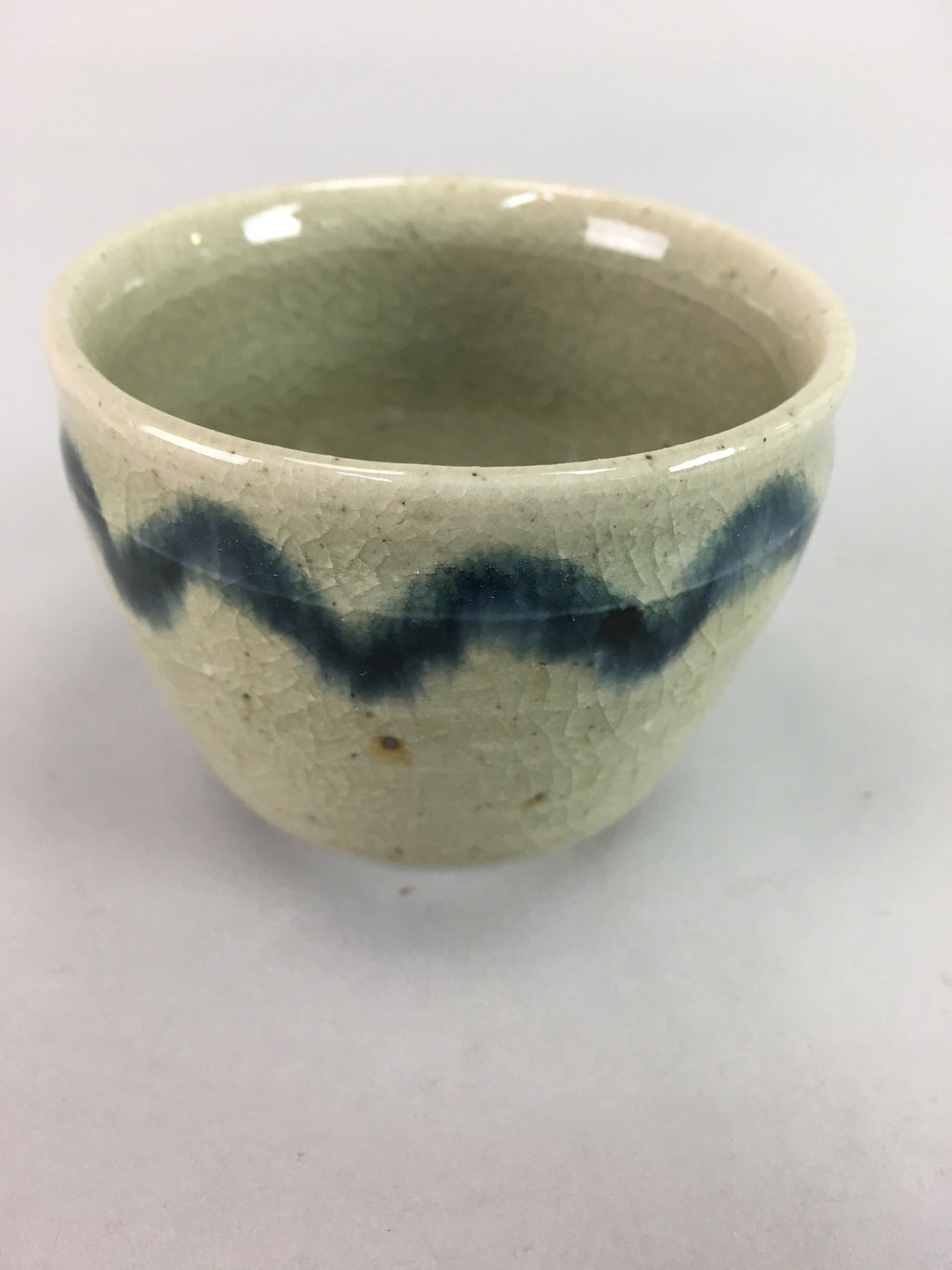 Japanese Seto Ware Ceramic Teacup Yunomi Vtg Pottery Crackle glaze PT63