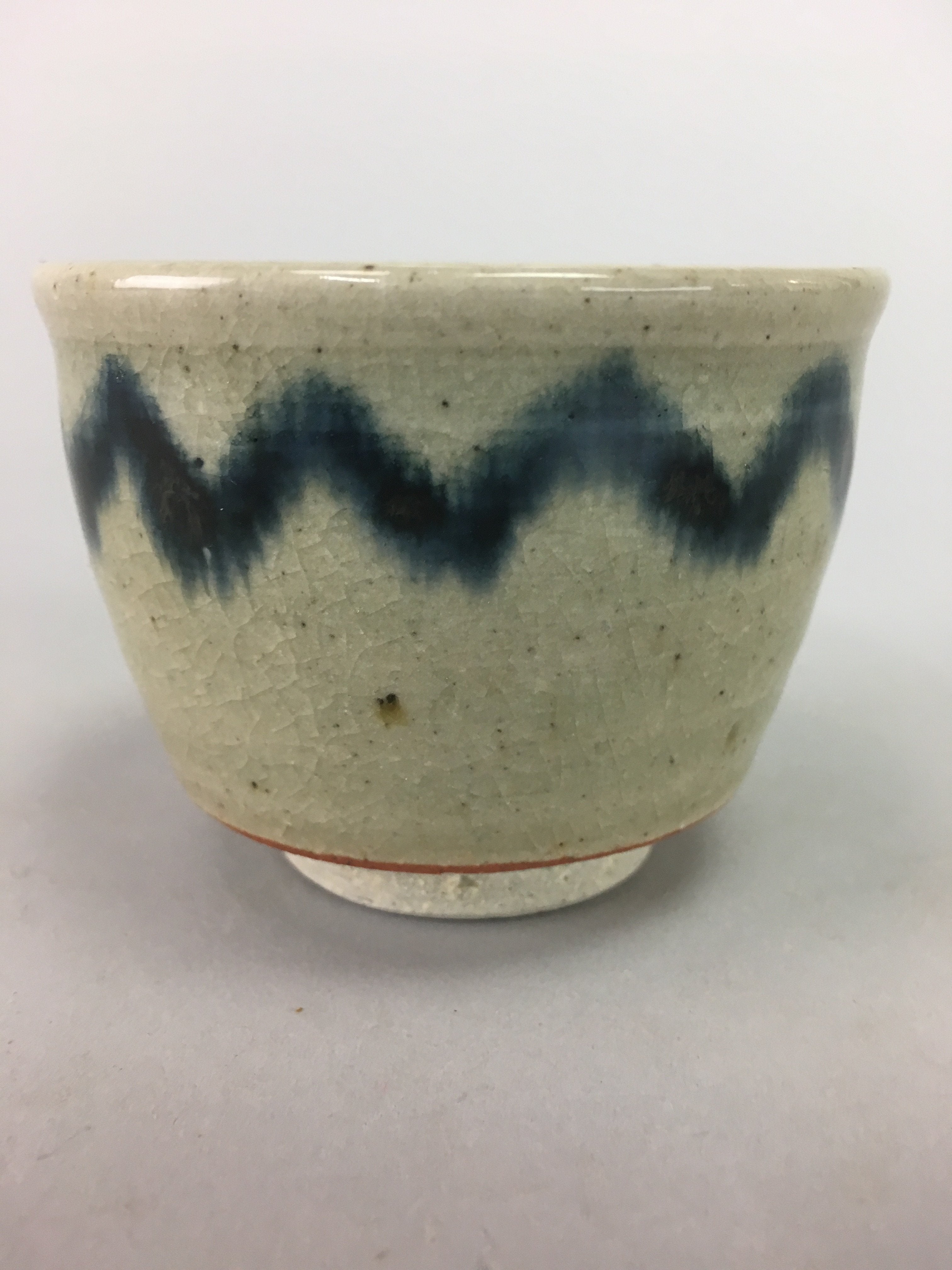 Japanese Seto Ware Ceramic Teacup Yunomi Vtg Pottery Crackle glaze PT64