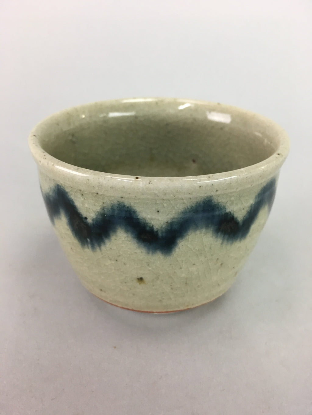 Japanese Seto Ware Ceramic Teacup Yunomi Vtg Pottery Crackle glaze PT64