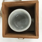 Japanese Seto ware Sake cup Vtg Wooden Box Butterfly Guinomi Sakazuki PX590