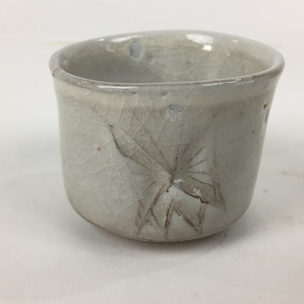 Japanese Seto ware Sake cup Vtg Wooden Box Butterfly Guinomi Sakazuki PX590