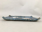 Japanese Setoyaki Ceramic Pottery Vtg Blue Square Plate Cranes Yakimono PP453