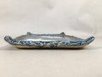 Japanese Setoyaki Ceramic Pottery Vtg Blue Square Plate Cranes Yakimono PP453