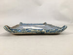 Japanese Setoyaki Ceramic Pottery Vtg Blue Square Plate Cranes Yakimono PP453