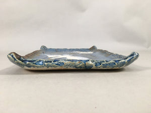 Japanese Setoyaki Ceramic Pottery Vtg Blue Square Plate Cranes Yakimono PP453