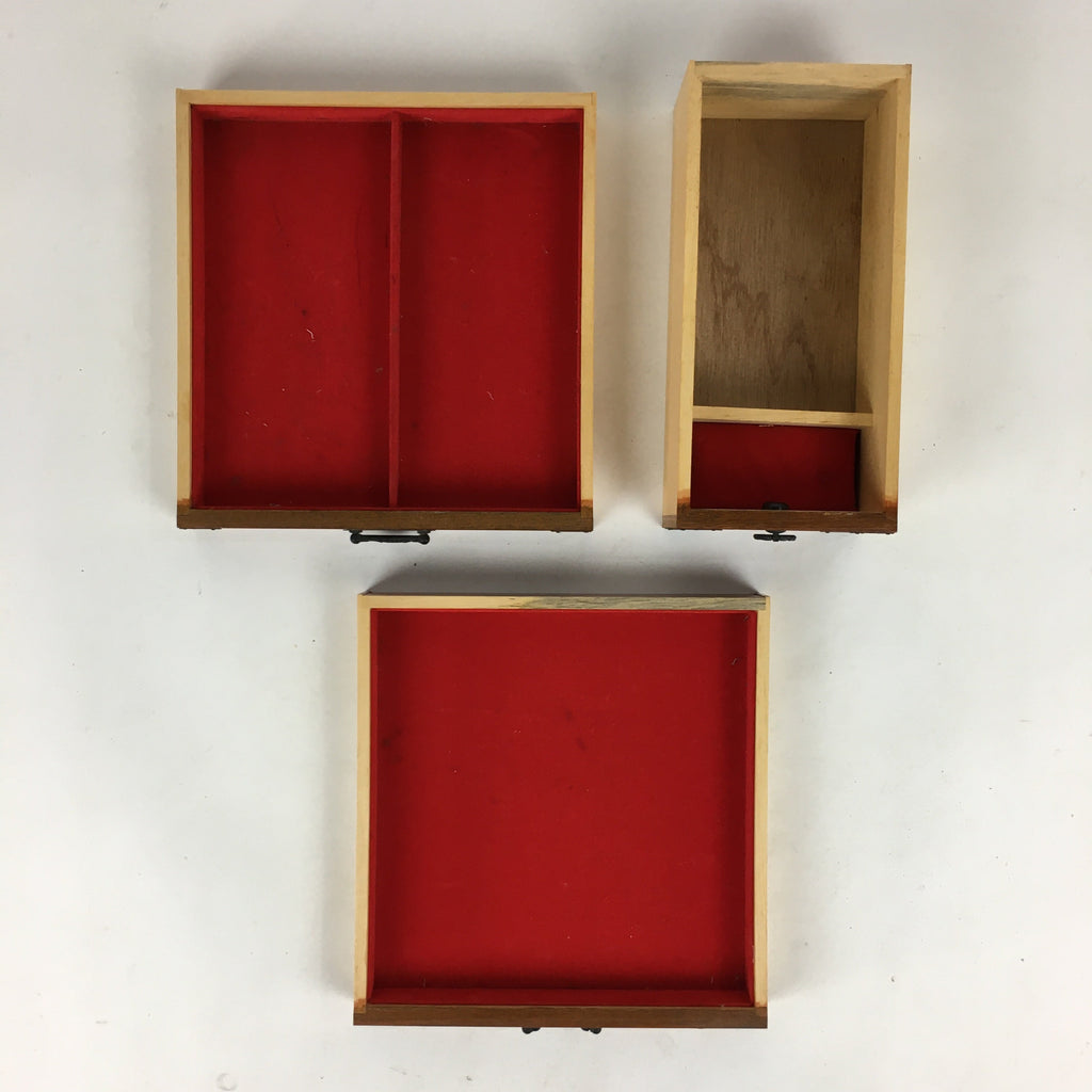 Japanese Sewing Machine And Wood Box Vtg Open-Top Table 3 Drawers Haribako T313