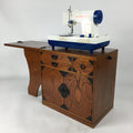 Japanese Sewing Machine And Wood Box Vtg Open-Top Table 3 Drawers Haribako T313