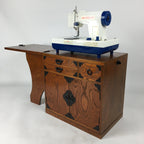 Japanese Sewing Machine And Wood Box Vtg Open-Top Table 3 Drawers Haribako T313