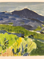 Japanese Shady Mountain Valley Oil Painting Landscape Original Unsigned FL169