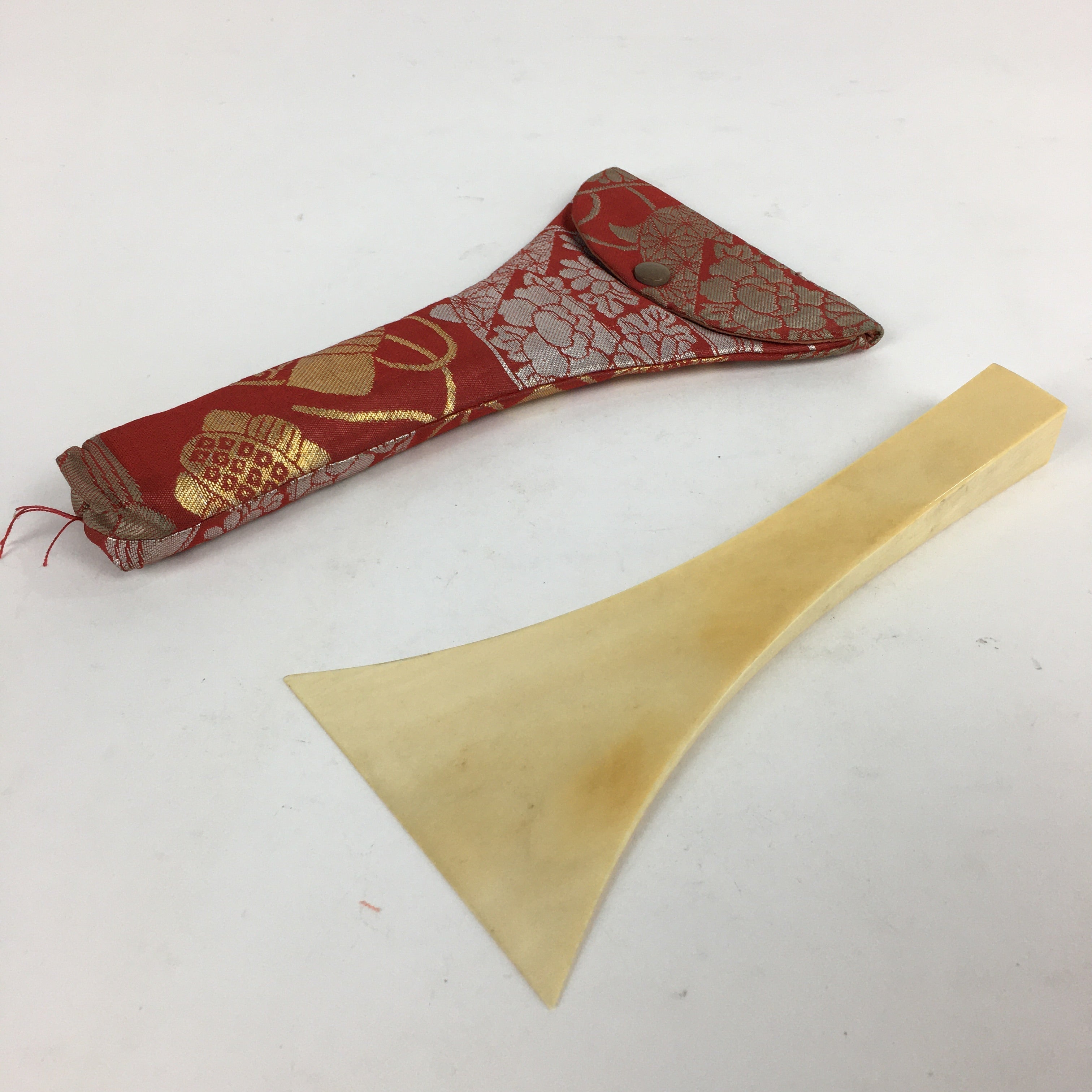 Japanese Shamisen Vtg Musical Instrument Plectrum Pick Bachi Carry Case JK270