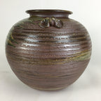 Japanese Shigara Ware Ceramic Flower Vase Kabin Vtg Green Glaze Ikebana FV915