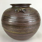 Japanese Shigara Ware Ceramic Flower Vase Kabin Vtg Green Glaze Ikebana FV915