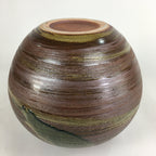 Japanese Shigara Ware Ceramic Flower Vase Kabin Vtg Green Glaze Ikebana FV915