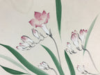 Japanese Shikishi Art Board Vtg Art Painting Nihonga Picture Display Pink Flower