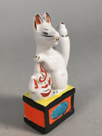 Japanese Shinto Altar Fitting Porcelain Fox Figurine Pair Vtg Inari Okimono BD5