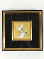 Japanese Shippo Cloisonne Ginbari Wall Art Enamel Crane Gold Wooden Frame FL84