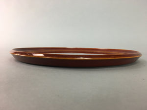 Japanese Shunkei Nuri Lacquer Ware Tray Vtg Obon Wood Round Brown UR167