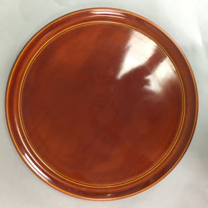 Japanese Shunkei Nuri Lacquer Ware Tray Vtg Obon Wood Round Brown UR167