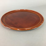 Japanese Shunkei Nuri Lacquer Ware Tray Vtg Obon Wood Round Brown UR167