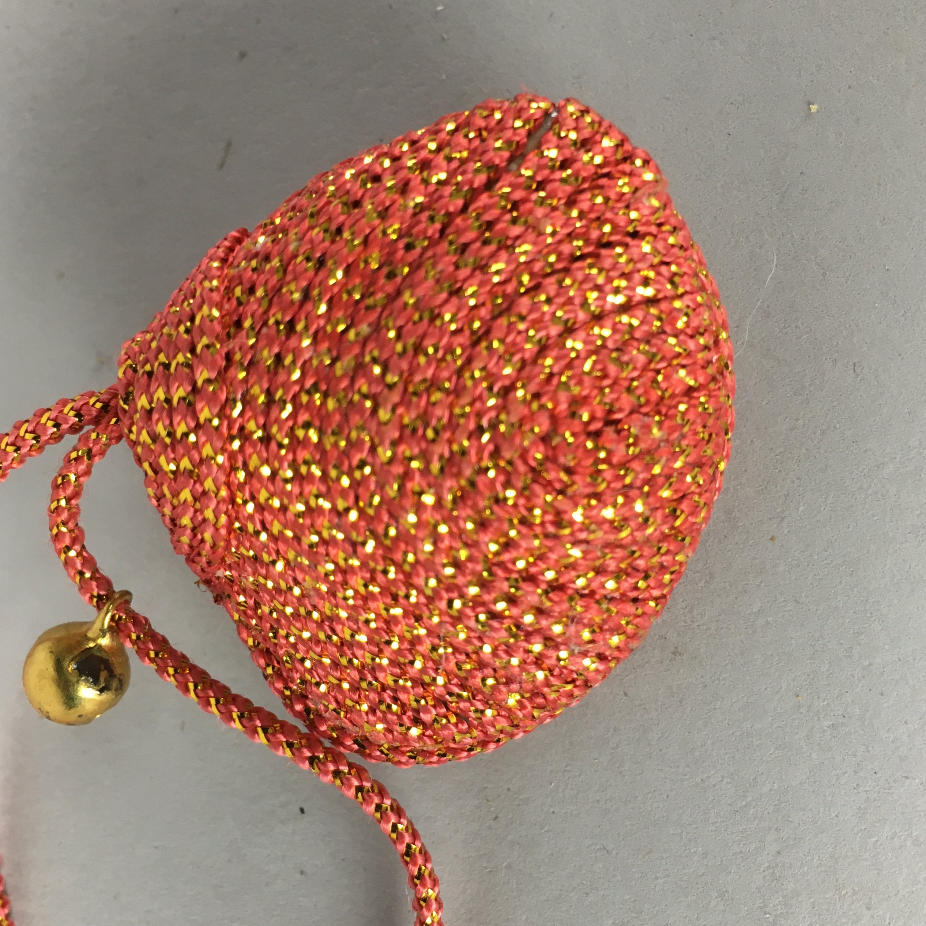 Japanese Silk Clam Shell Bell Charm Kimono Cover Vtg Handmade Ornament JB12