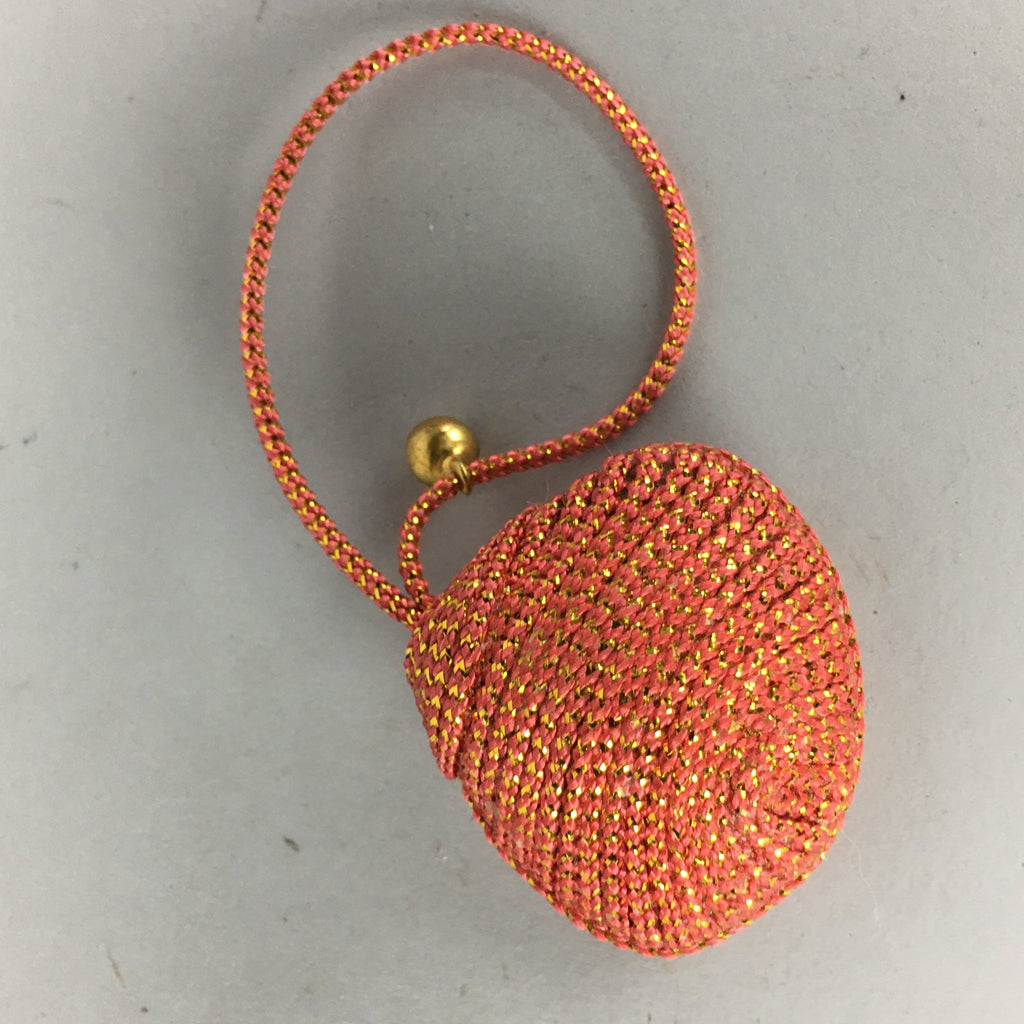Japanese Silk Clam Shell Bell Charm Kimono Cover Vtg Handmade Ornament JB12
