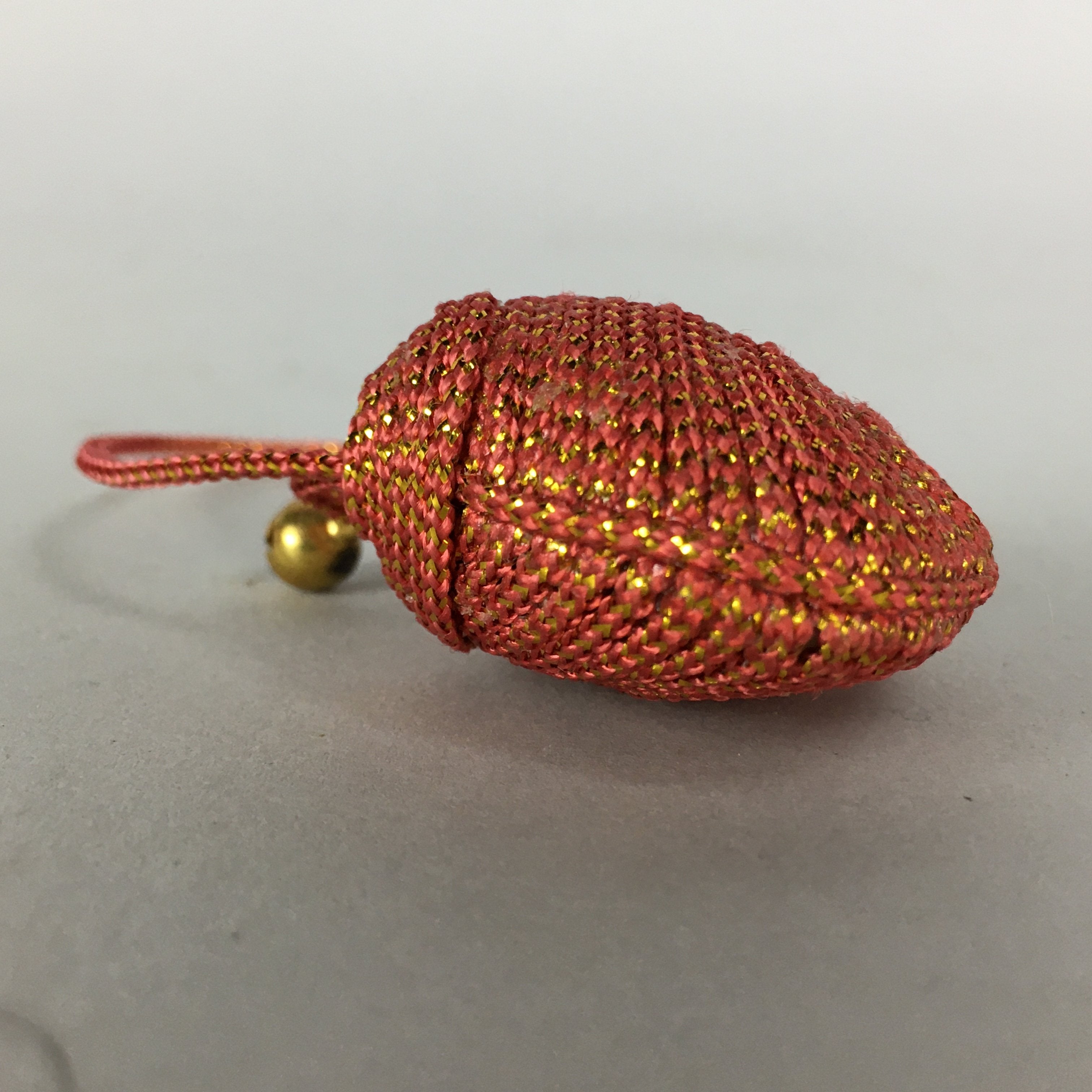 Japanese Silk Clam Shell Bell Charm Kimono Cover Vtg Handmade Ornament JB12