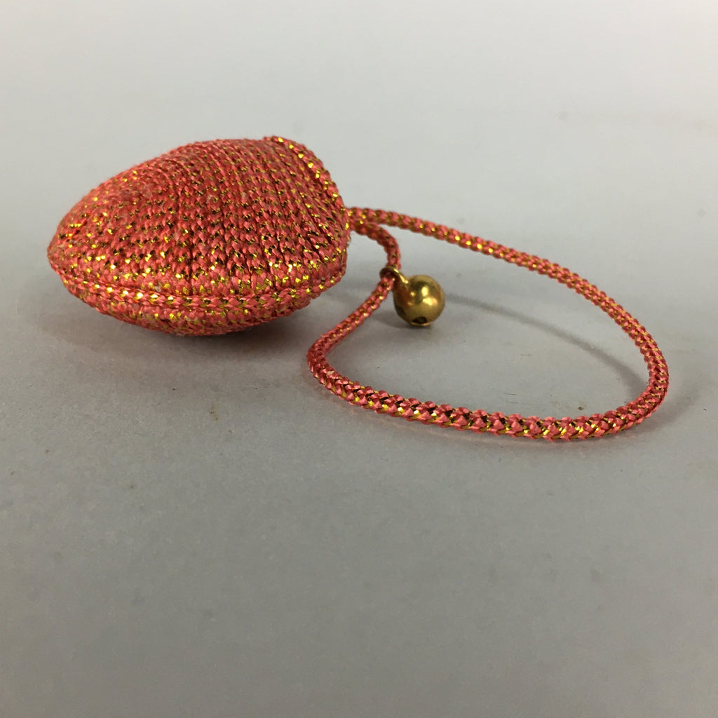 Japanese Silk Clam Shell Bell Charm Kimono Cover Vtg Handmade Ornament JB12
