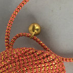 Japanese Silk Clam Shell Bell Charm Kimono Cover Vtg Handmade Ornament JB12
