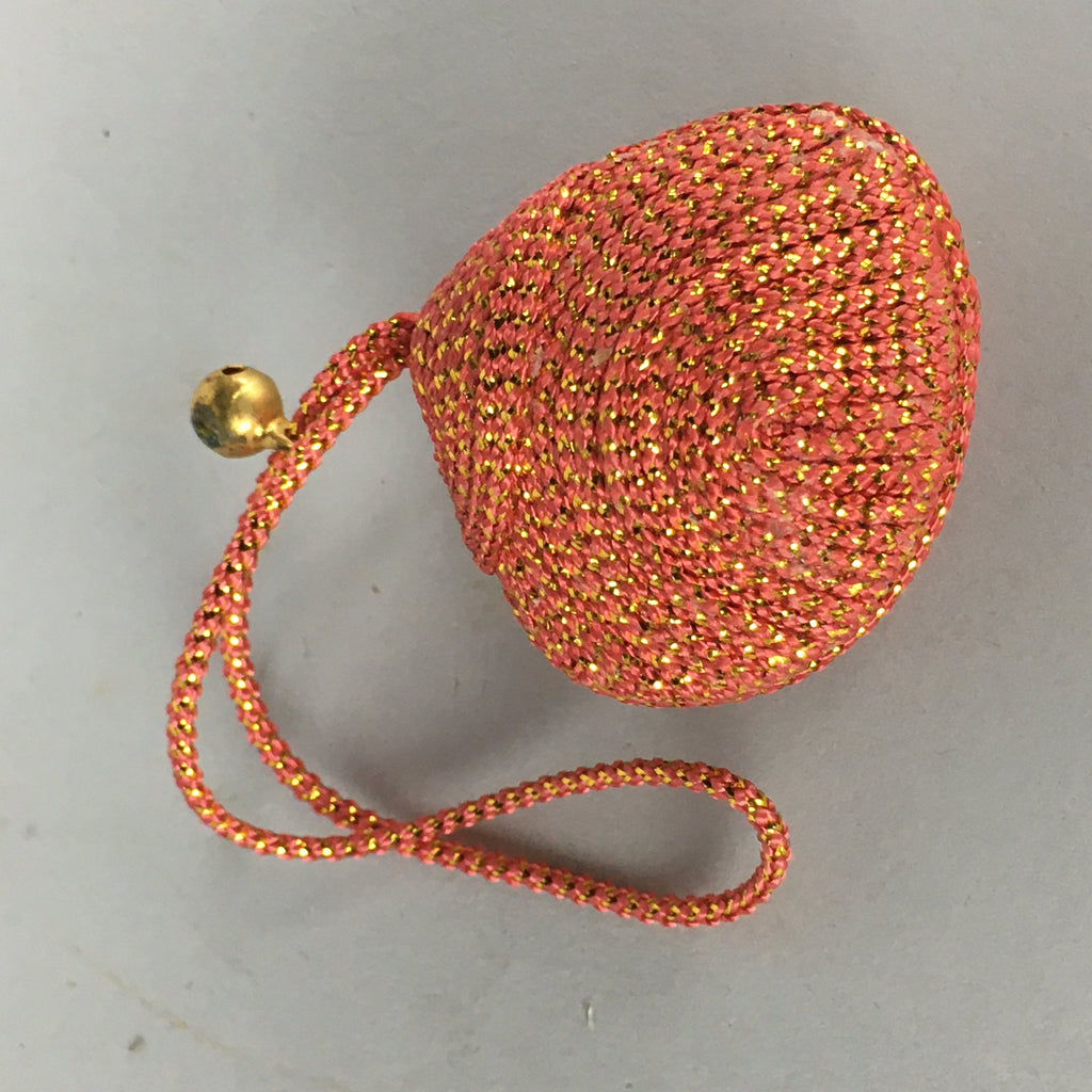 Japanese Silk Clam Shell Bell Charm Kimono Cover Vtg Handmade Ornament JB14