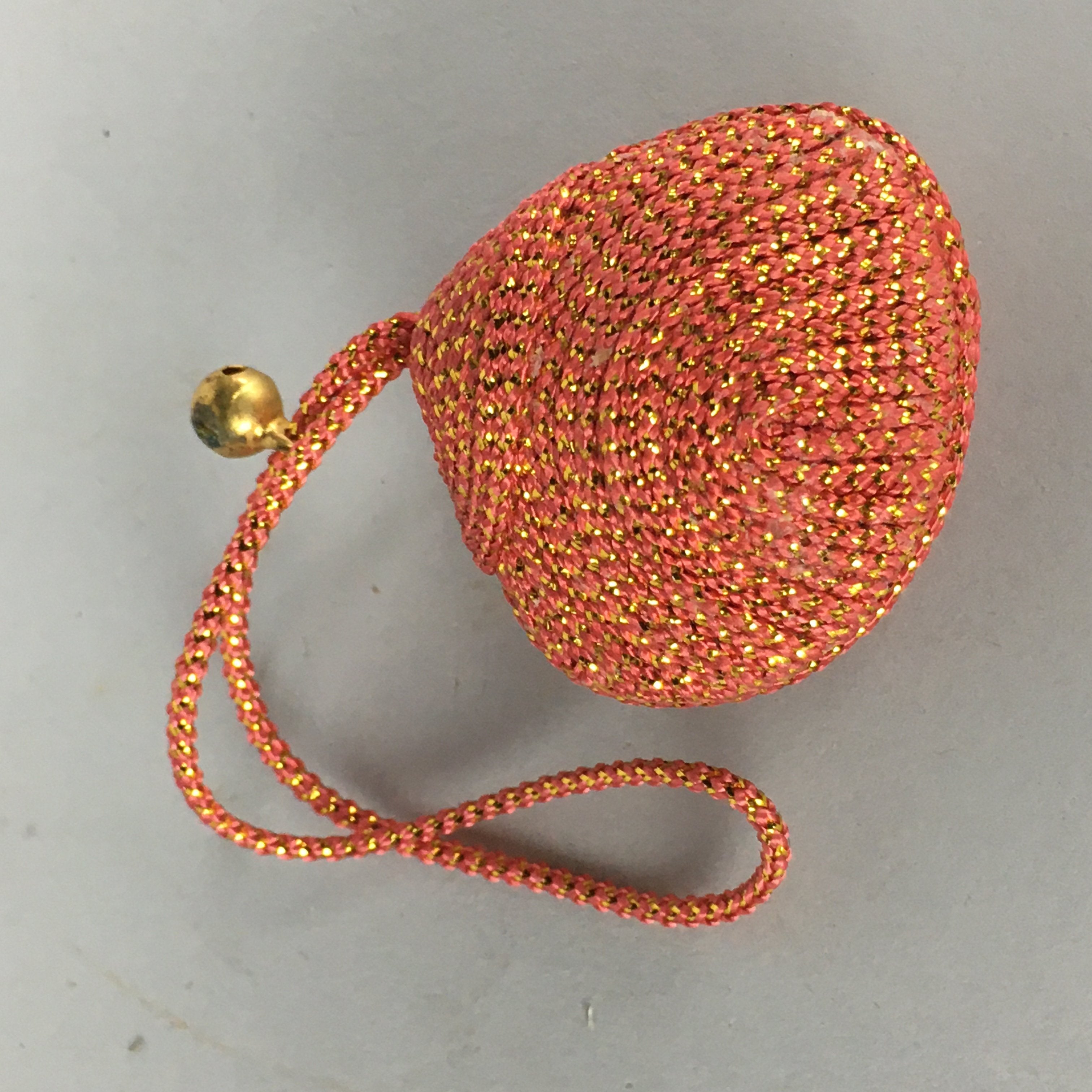 Japanese Silk Clam Shell Bell Charm Kimono Cover Vtg Handmade Ornament JB14
