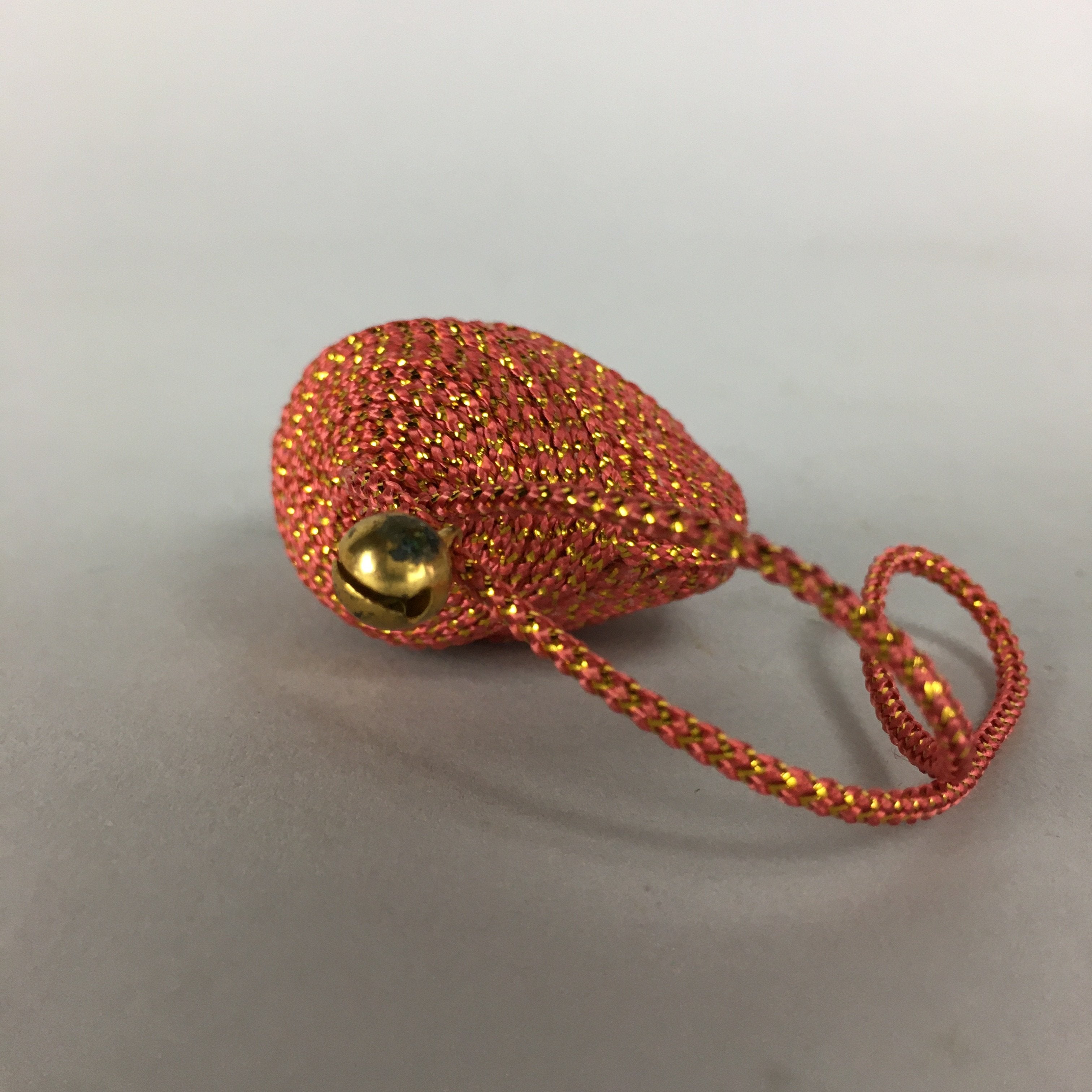 Japanese Silk Clam Shell Bell Charm Kimono Cover Vtg Handmade Ornament JB14