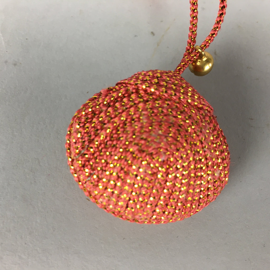 Japanese Silk Clam Shell Bell Charm Kimono Cover Vtg Handmade Ornament JB16