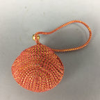Japanese Silk Clam Shell Bell Charm Kimono Cover Vtg Handmade Ornament JB16