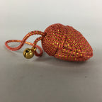 Japanese Silk Clam Shell Bell Charm Kimono Cover Vtg Handmade Ornament JB16