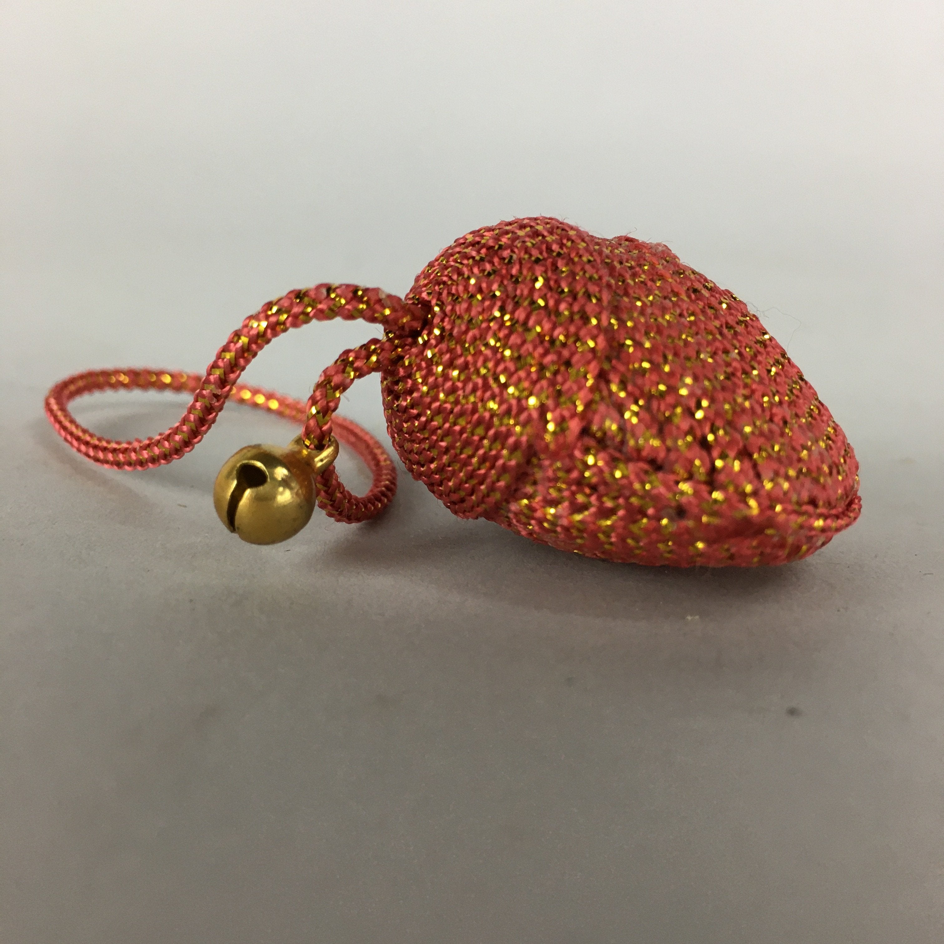 Japanese Silk Clam Shell Bell Charm Kimono Cover Vtg Handmade Ornament JB16