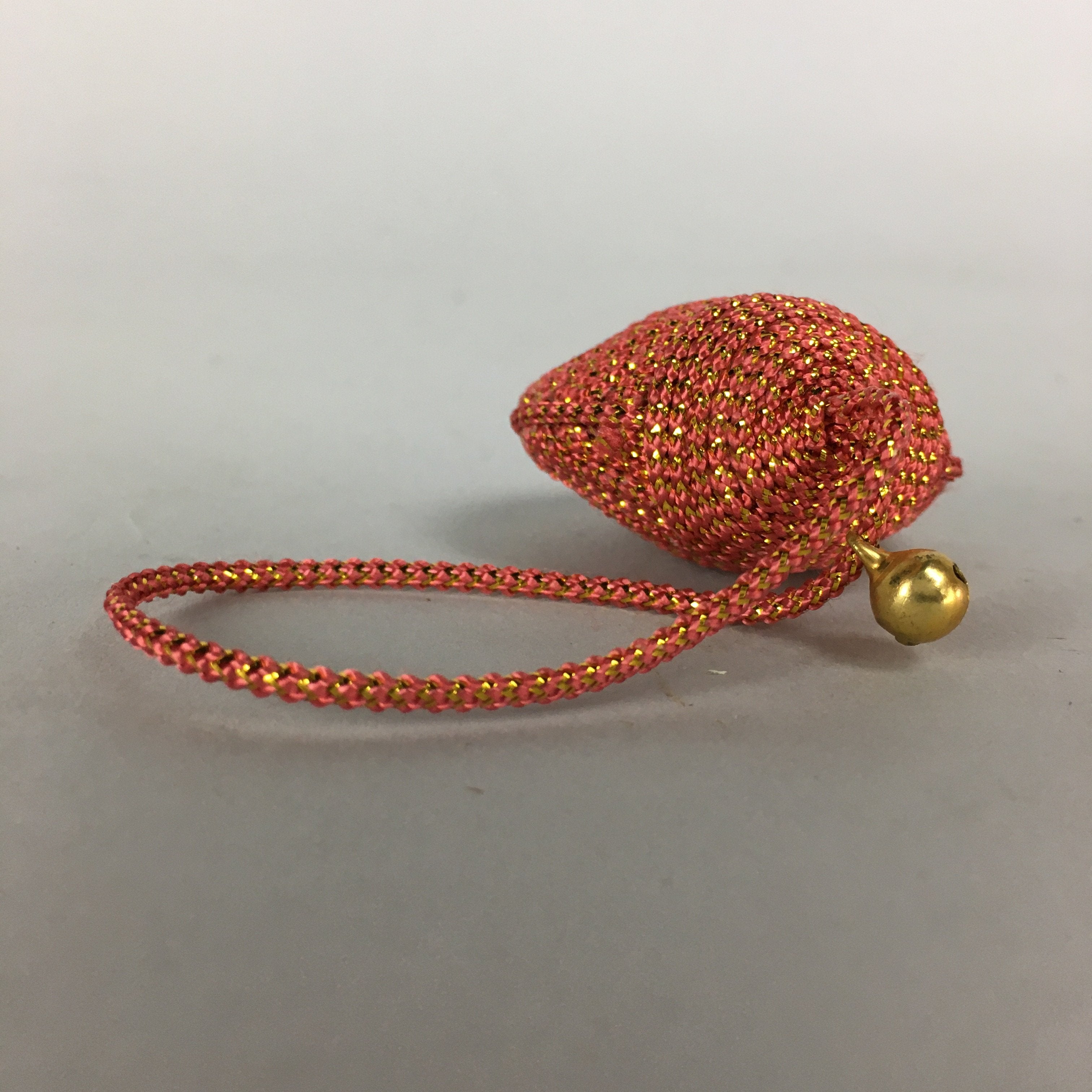 Japanese Silk Clam Shell Bell Charm Kimono Cover Vtg Handmade Ornament JB16