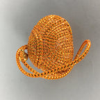 Japanese Silk Clam Shell Bell Charm Kimono Cover Vtg Handmade Ornament JB20
