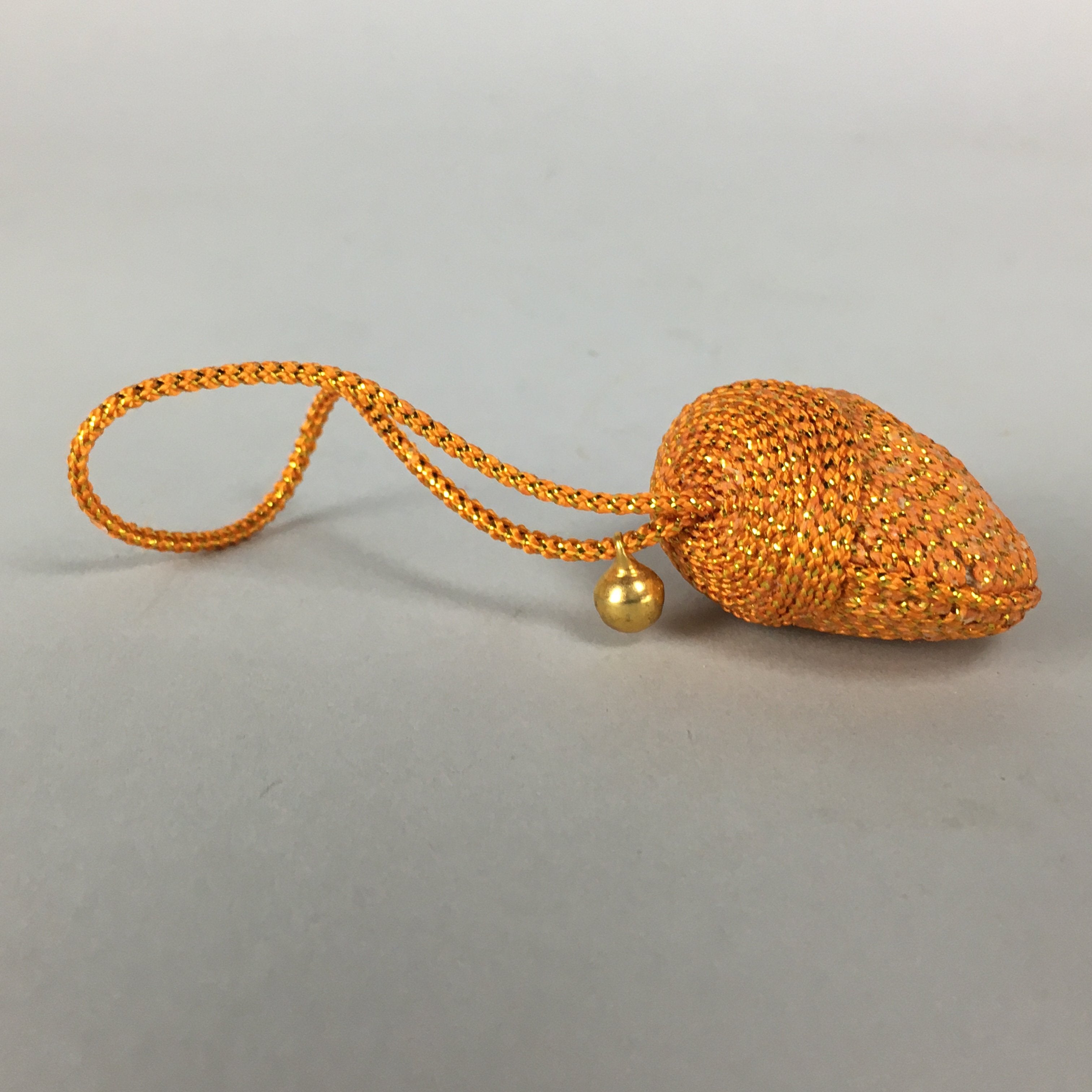 Japanese Silk Clam Shell Bell Charm Kimono Cover Vtg Handmade Ornament JB20