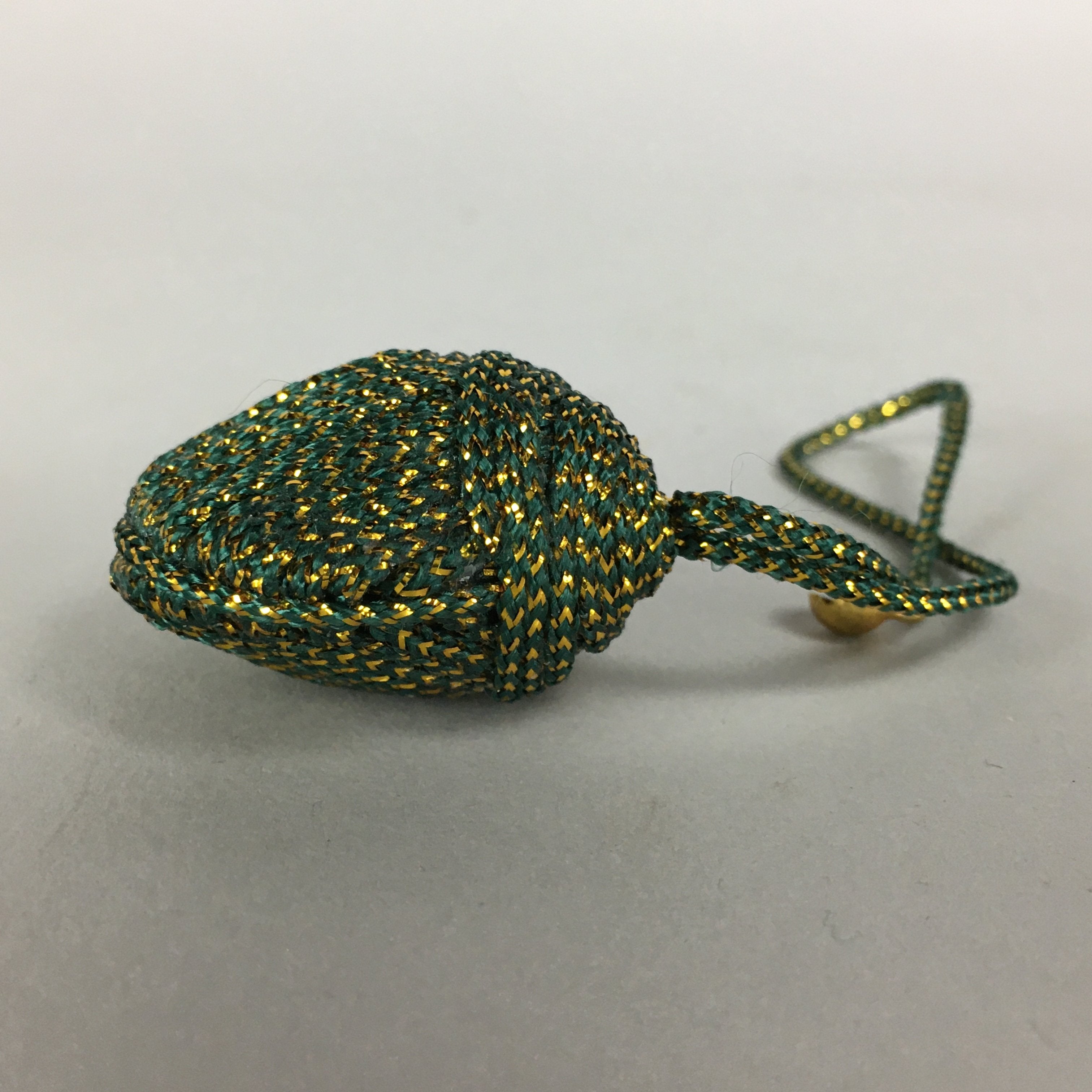 Japanese Silk Clam Shell Bell Charm Kimono Cover Vtg Handmade Ornament JB25