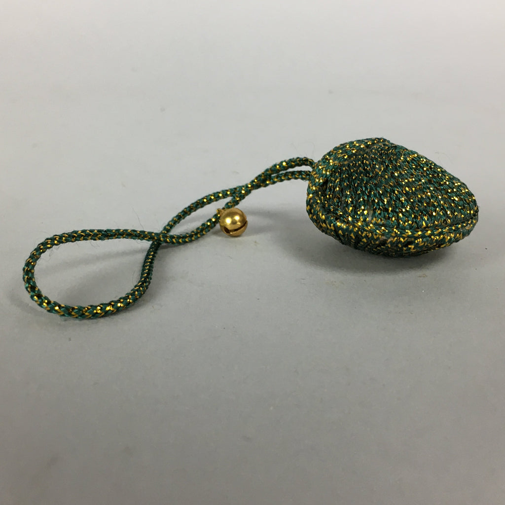 Japanese Silk Clam Shell Bell Charm Kimono Cover Vtg Handmade Ornament JB25