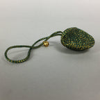 Japanese Silk Clam Shell Bell Charm Kimono Cover Vtg Handmade Ornament JB25