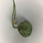 Japanese Silk Clam Shell Bell Charm Kimono Cover Vtg Handmade Ornament JB25