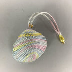 Japanese Silk Clam Shell Charm Bell Kimono Cover Vtg Handmade Ornament JB1