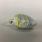 Japanese Silk Clam Shell Charm Bell Kimono Cover Vtg Handmade Ornament JB1