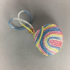 Japanese Silk Clam Shell Charm Bell Kimono Cover Vtg Handmade Ornament JB3