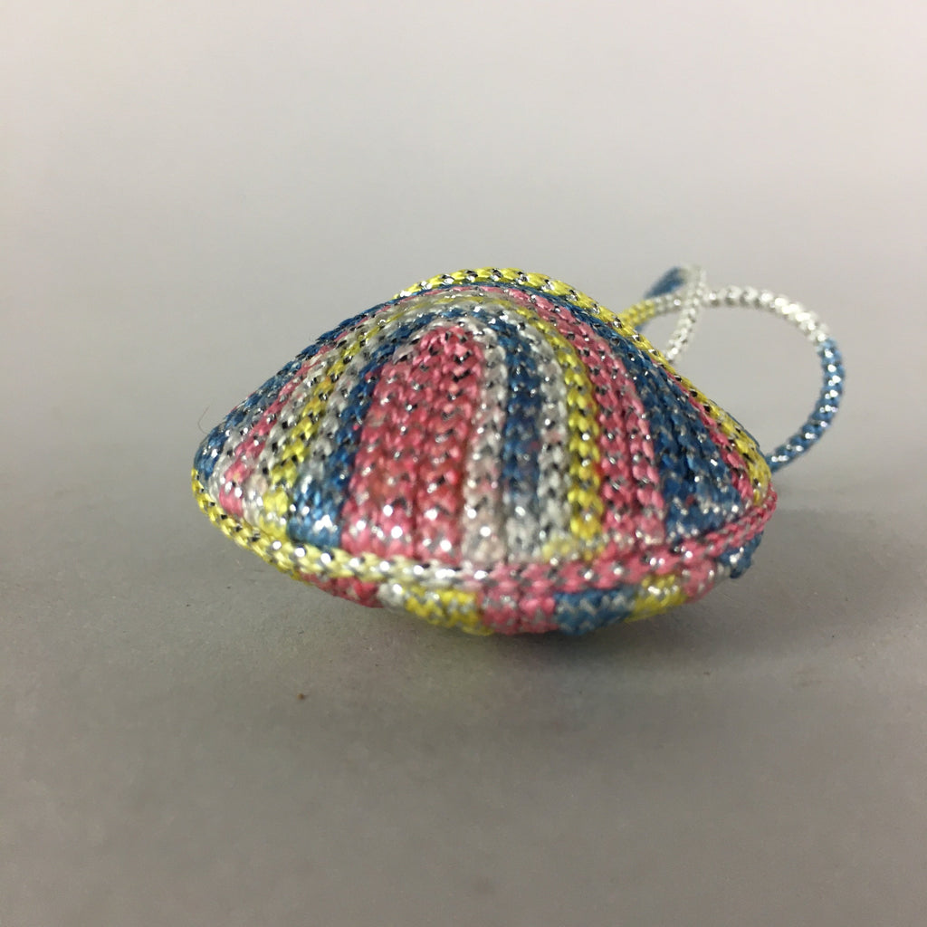 Japanese Silk Clam Shell Charm Bell Kimono Cover Vtg Handmade Ornament JB3