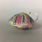 Japanese Silk Clam Shell Charm Bell Kimono Cover Vtg Handmade Ornament JB3