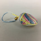 Japanese Silk Clam Shell Charm Bell Kimono Cover Vtg Handmade Ornament JB3