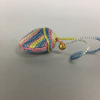 Japanese Silk Clam Shell Charm Bell Kimono Cover Vtg Handmade Ornament JB3